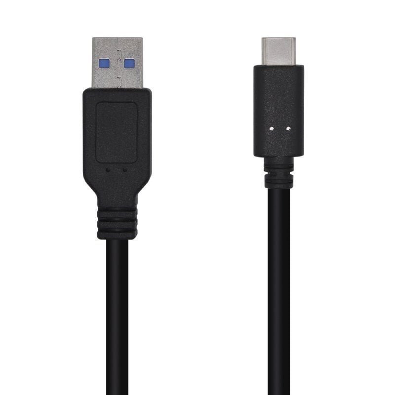 Cabo USB 3.1 Tipo C Aisens A107-0450 / USB Tipo C Macho - USB Macho / 1,5 M / Preto