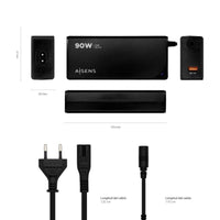 Carregador de Computador Portátil Aisens Aslc-90wauto-bk / 90W / Automático / 12 Conectores / Tensã…