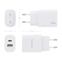 Carregador de Parede Aisens A110-0754 / 1xusb Type-c / 1xusb / 20W