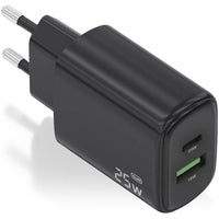 Carregador de Parede Gan Aisens A110-0912 / 1xusb Type-c / 1xusb / 25W / Preto