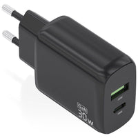 Carregador de Parede Gan Aisens A110-0924 / 1xusb Type-c / 1xusb / 30W / Preto