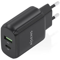 Carregador de Parede Gan Aisens A110-0924 / 1xusb Type-c / 1xusb / 30W / Preto