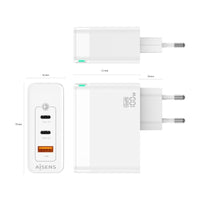 Carregador de Parede Gan Aisens Asch-100w3p008-w / 2xusb Type-c / 1x USB / 100W