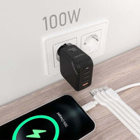 Carregador de Parede Gan Aisens Asch-100w4p029-bk / 3xusb Type-c / 1x USB / 100W