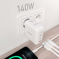 Carregador de Parede Gan Aisens Asch-140w3p030-w / 2xusb Type-c / 1xusb / 140W