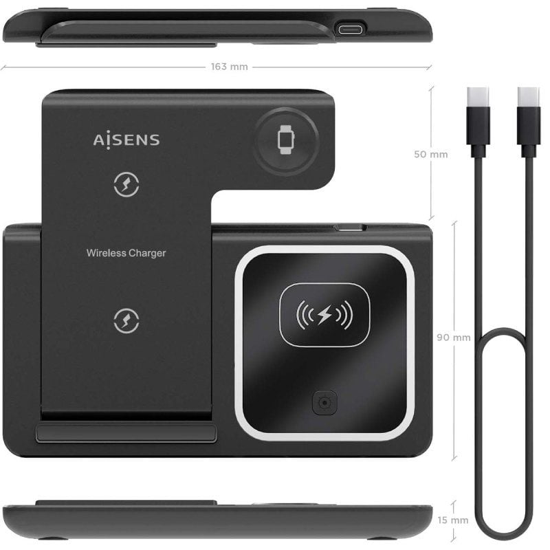 Base de Carregamento sem Fios Aisens Asch-15w3wc043-bk / 15W