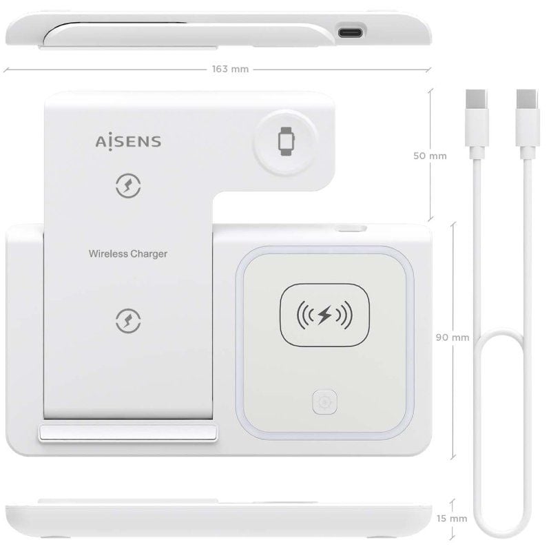 Base de Carregamento sem Fios Aisens Asch-15w3wc044-w / 15W