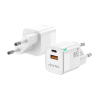 Carregador de Parede Gan Aisens Asch-20w2p002-w / 1xusb Type-c / 1xusb / 20W