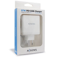 Carregador de Parede Aisens Asch-2pd45a-w / 1xusb Type-c / 1x USB / 57W