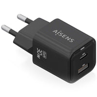 Carregador de Parede Gan Aisens Asch-30w2p021-bk / 1xusb Type-c / 1xusb / 30W