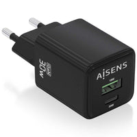 Carregador de Parede Gan Aisens Asch-30w2p038-bk / 1xusb Type-c / 1xusb / 30W