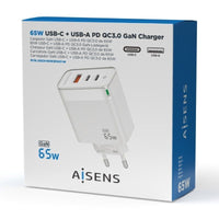 Carregador de Parede Gan Aisens Asch-65w3p007-w / 2xusb Type-c / 1x USB / 65W