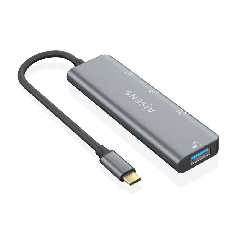 Concentrador USB Tipo C Aisens A109-0764 / 3xusb / 1xusb Tipo C / Cinzento