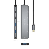 Concentrador USB Tipo C Aisens A109-0857 / 3xusb / 1xusb Tipo C / 1xusb Tipo C PD / Cinzento