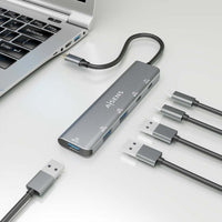 Concentrador USB Tipo C Aisens A109-0857 / 3xusb / 1xusb Tipo C / 1xusb Tipo C PD / Cinzento
