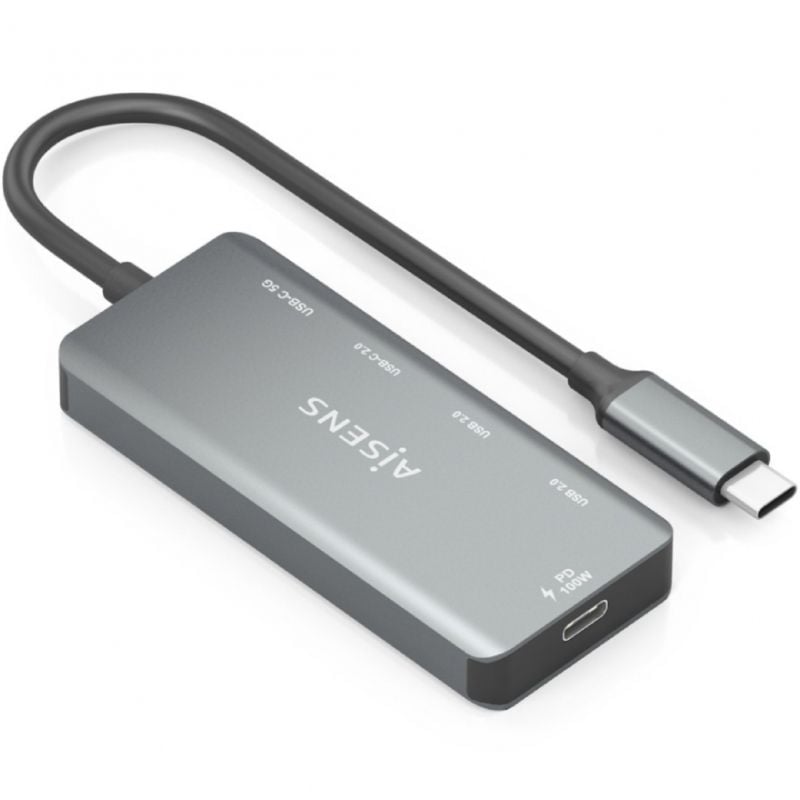 Concentrador USB Tipo C Aisens A109-0946 / 2xusb / 2xusb Tipo C / 1xusb Tipo C PD / Cinzento