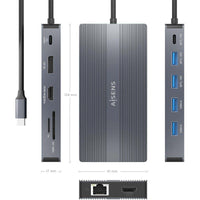 Base de Ligação USB Tipo C Aisens Asuc-12p017-gr / 2xhdmi / 4xusb / 1xusb Tipo C / 1xrj45 / 1xdispl…