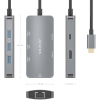 Base de Ligação USB Tipo C Aisens Asuc-6p019-gr / 1xhdmi / 3xusb / 1xrj45 / 1xusb Tipo C PD / Cinze…