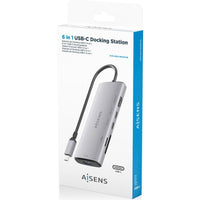Base de Ligação USB Tipo C Aisens Asuc-6p029-gr / 1xhdmi / 1xusb / 2xusb Tipo C / 1xleitor de Cartõ…