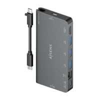 Base de Ligação USB Tipo C Aisens Asuc-8p015-gr / 1xhdmi / 3xusb / 1xrj45 / 1xleitor de Cartões / 1…