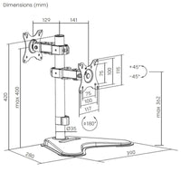 Suporte de Mesa para 2 Monitores Aisens Dt32tr-409 / Giratório / Inclinado / Até 8kg