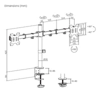 Suporte de Mesa para 2 Monitores Aisens Dt32tsr-279 / Giratório / Inclinado / Até 10kg