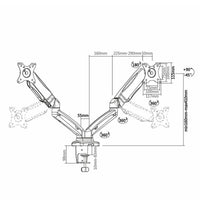 Suporte de Mesa com Contrapeso para 2 Monitores Aisens Dt27tsr-045 / Giratório / Inclinável / Até 9…