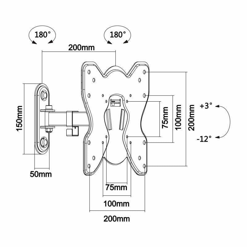 Aisens Wt42tse-007 Suporte de Parede Extensível / Inclinável / Giratório para Tvs 23-42" / Até 25kg