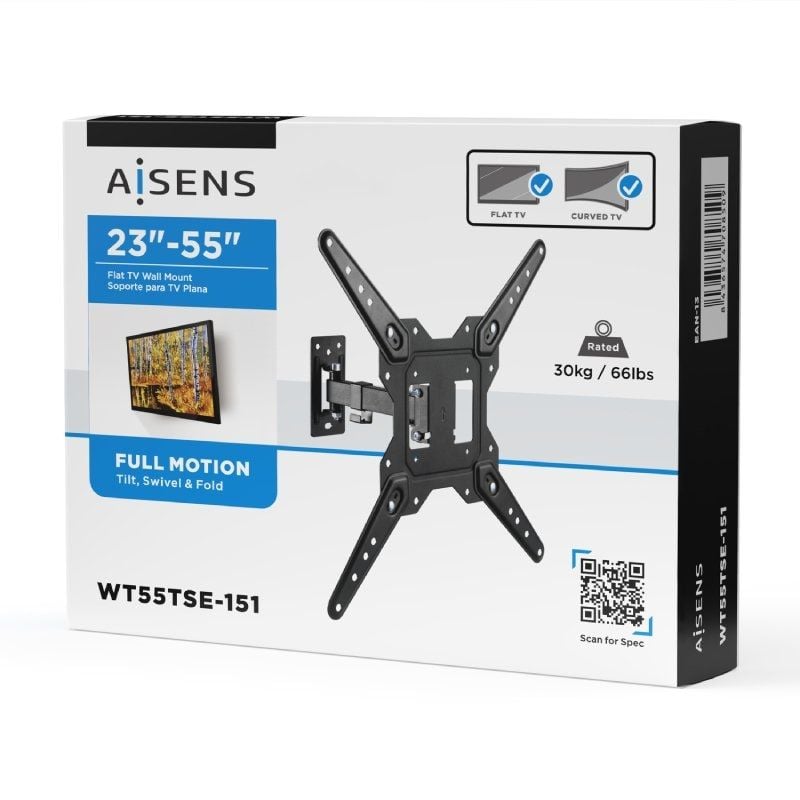 Extensível / Giratória / Inclinada / Suporte de Parede / Aisens Wt55tse-151 para TV 23-55" / Até 30…