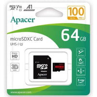 Cartão de Memória Apacer 64GB XC UHS 1 com Adaptador / Classe 10 / 100mbs