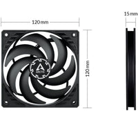 Ventilador Arctic P12 Slim PWM PST / 12cm / Preto