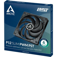 Ventilador Arctic P12 Slim PWM PST / 12cm / Preto