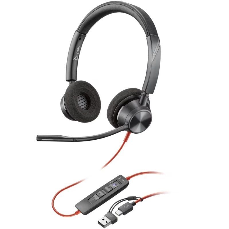 Auricular Poly Blackwire 3320 para Microsoft Teams Adaptador Usb-c + Usb-c / a / com Microfone / US…