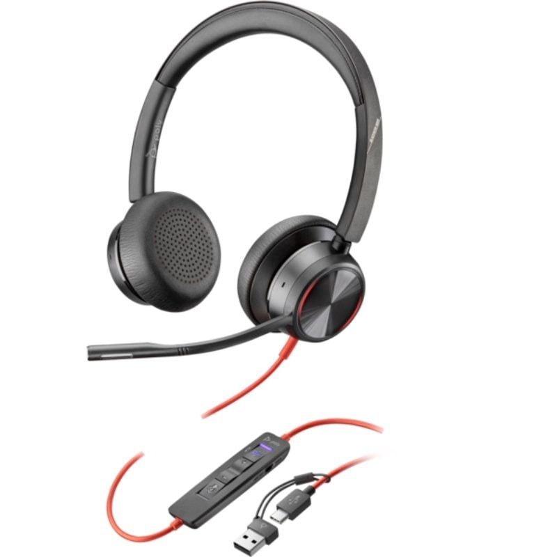 Auricular Poly Blackwire 8225 para Microsoft Teams + Adaptador Usb-c / a / com Microfone / USB Type…