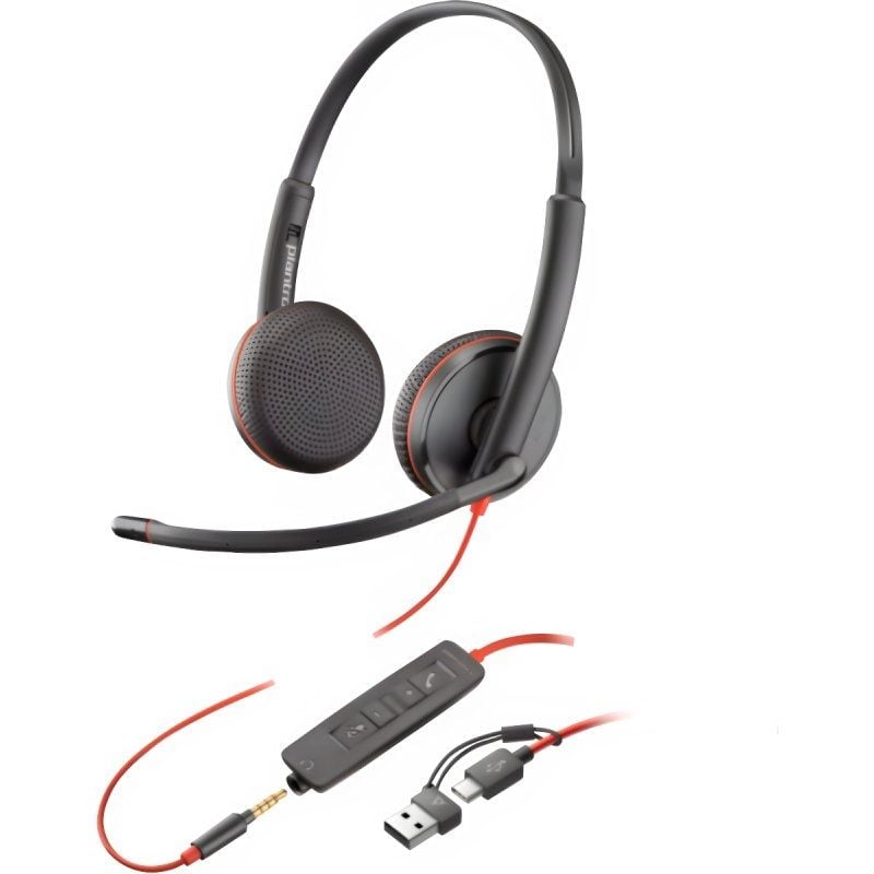 Poly Blackwire 3225 Auscultadores + 3,5 Mm + Adaptador Usb-c / a / com Microfone / Ficha 3,5 - USB…