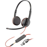 Poly Blackwire 3225 Auscultadores + 3,5 Mm + Adaptador Usb-c / a / com Microfone / Ficha 3,5 - USB…