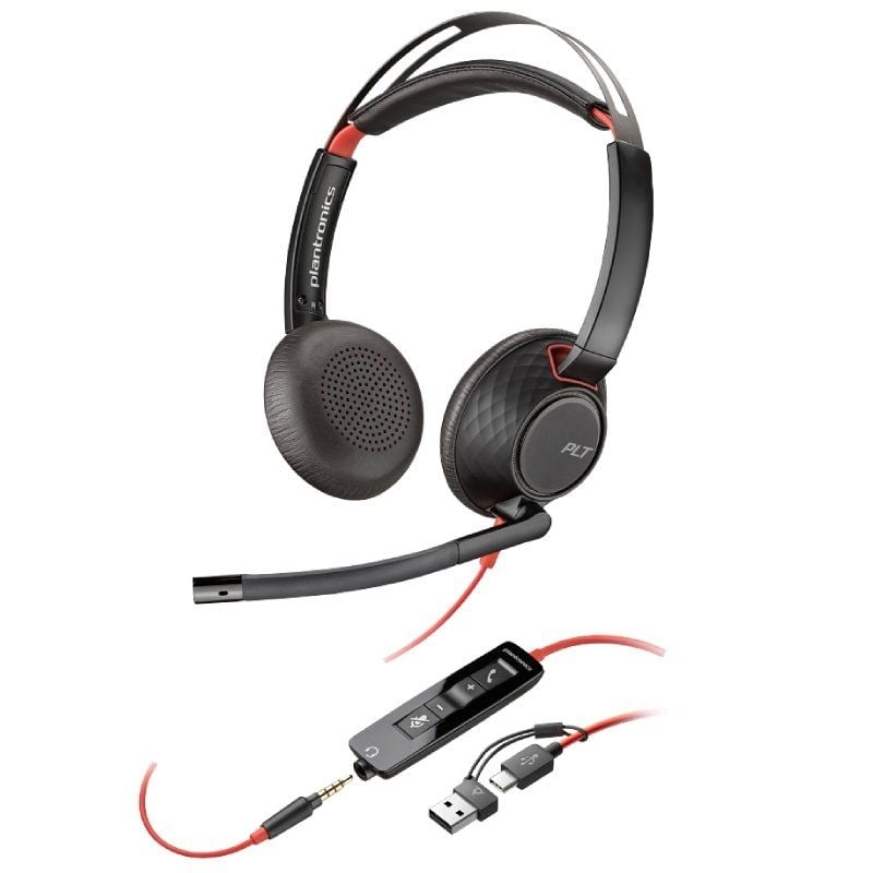 Poly Blackwire 5220 Usb-c + Auscultadores de 3,5 Mm + Adaptador Usb-c / a / com Microfone / Ficha 3…