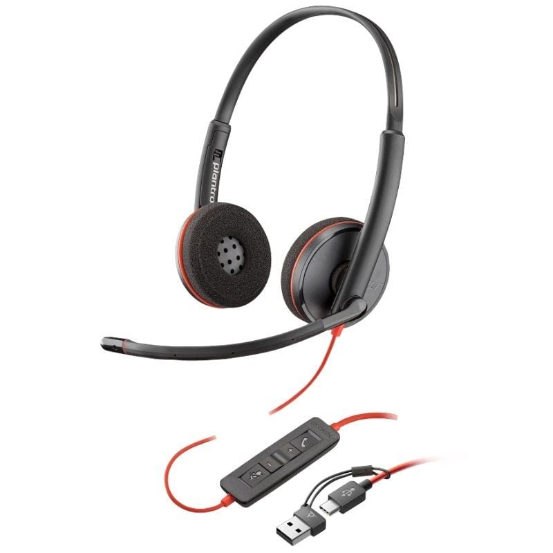 Poly Blackwire 3220 Auscultadores + Adaptador Usb-c / a / com Microfone / USB Type-c / a Granel / P…