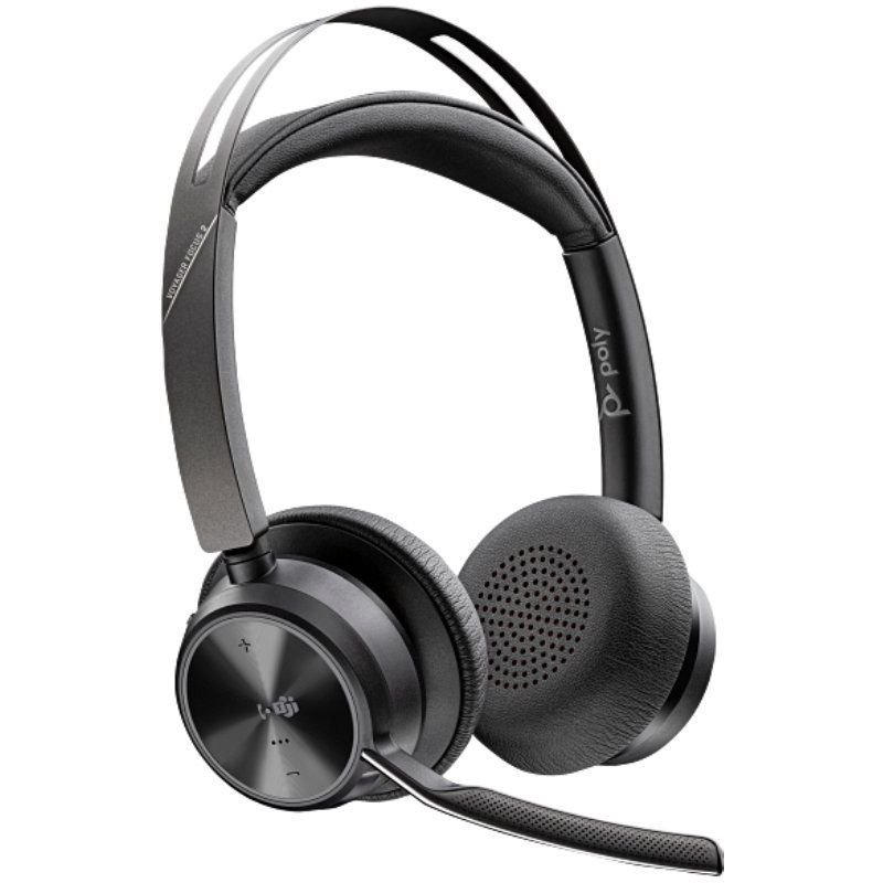 Auricular sem Fios Poly Voyager Focus 2 para Microsoft Teams + Adaptador Usb-c-a + Suporte de Carre…