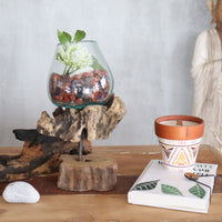 Molten Glass on Wood with Stand - Medium Bowl