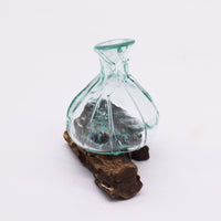 Molten Glass Fancy Mini Decanter on Wood 24cm