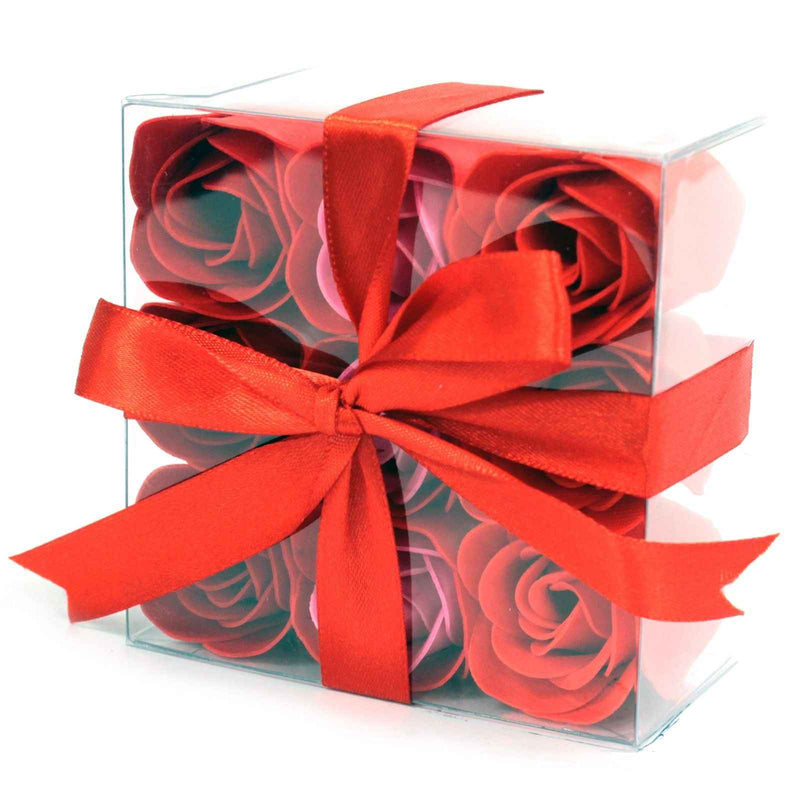 Conjunto de 9 flores de sabonete - rosas vermelhas