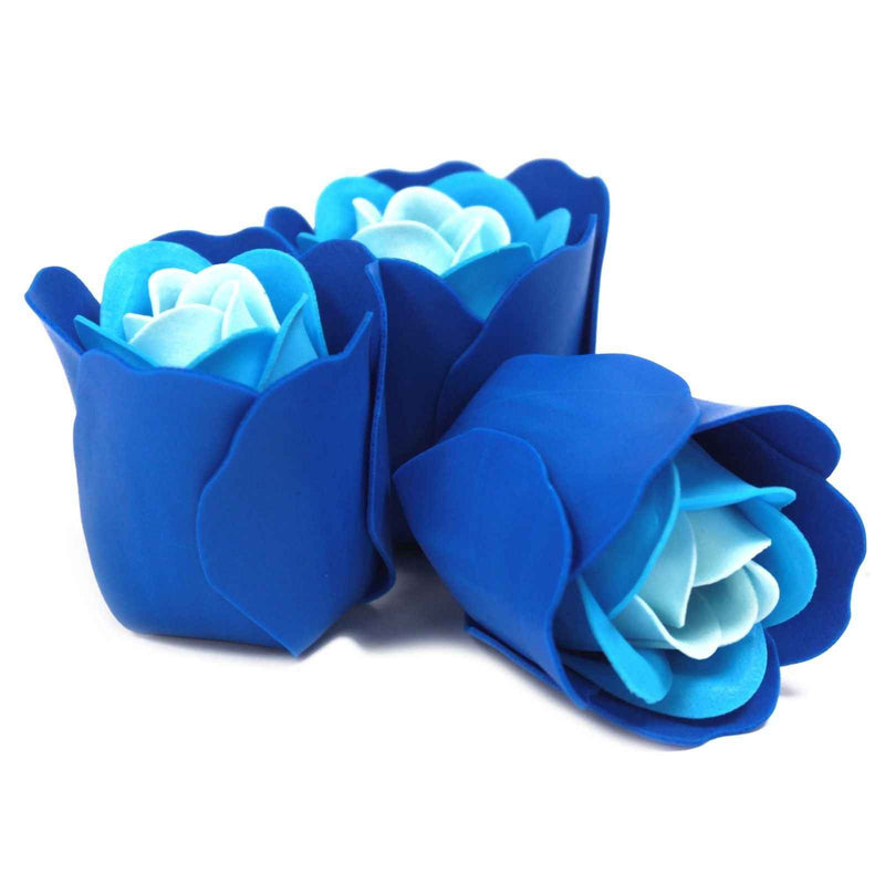 Conjunto de 3 rodas de sabonete caixa coração - Rosas azuis