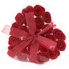 Conjunto de 24 rosas de sabão  e caixa coração - Rosas vermelhas