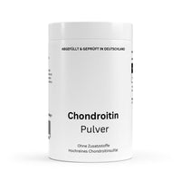 Frasco branco de suplemento chondroitina em pó da ChanceToBrand com rótulo minimalista