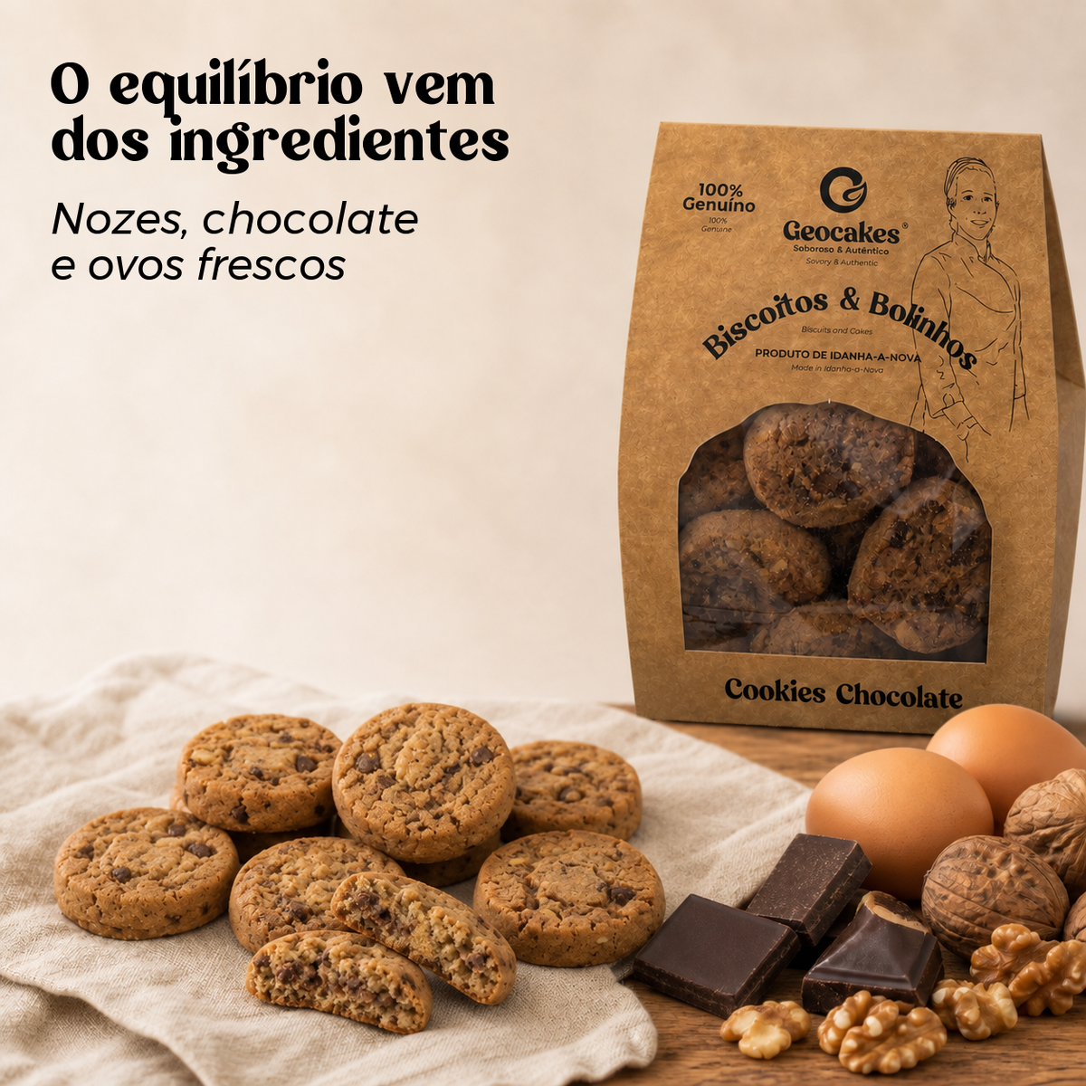 Cookies de Nozes e Chocolate da Beira Baixa
