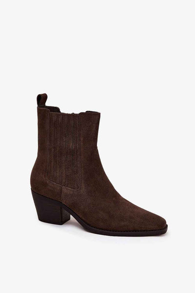 Botins de salto em camurça natural modelo 220698