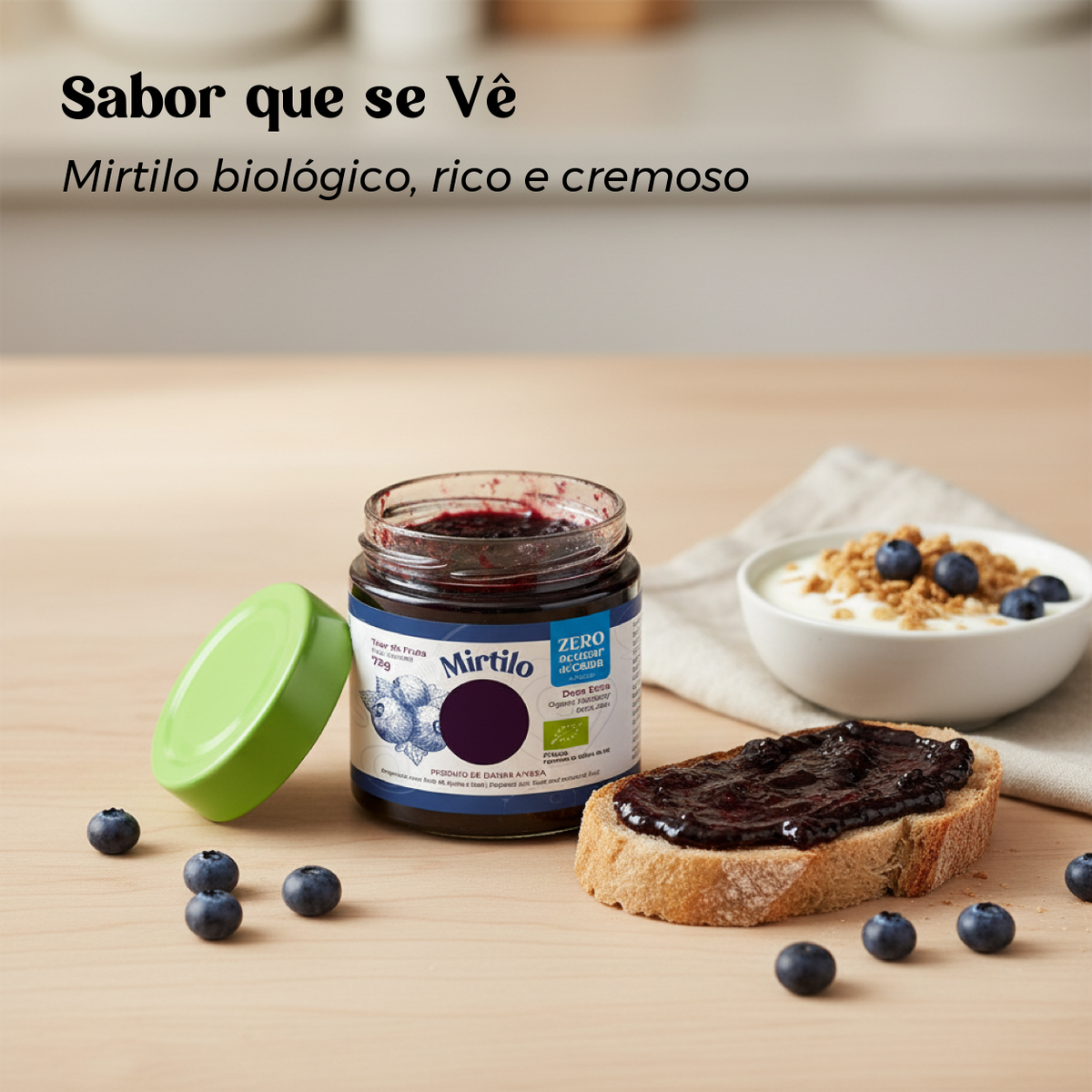 Doce Extra de Mirtilo Biológico, Sem Açúcar