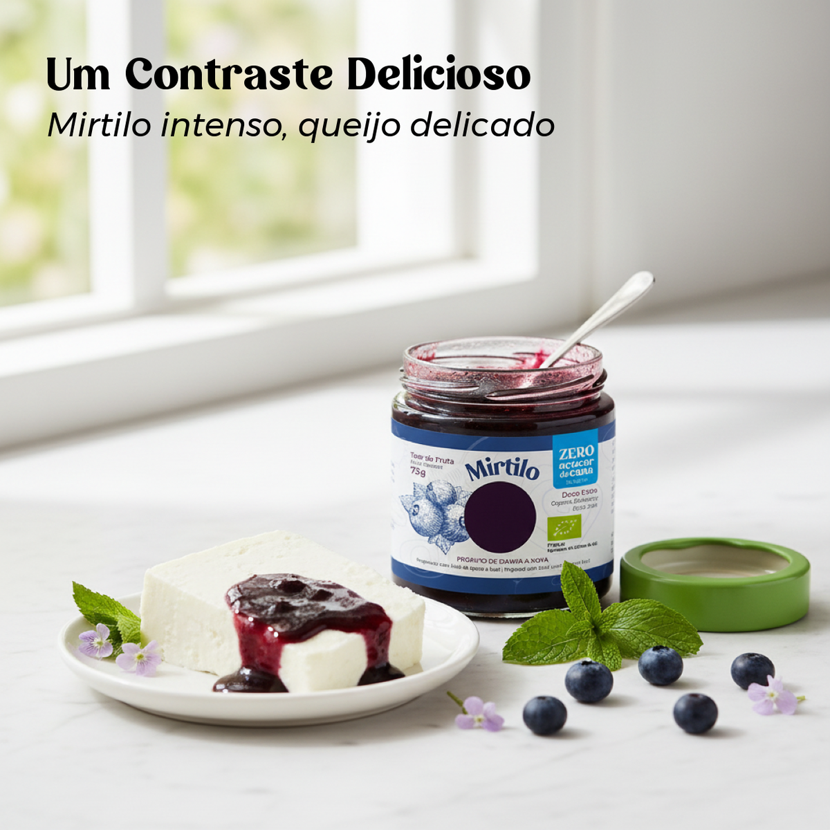 Doce Extra de Mirtilo Biológico, Sem Açúcar