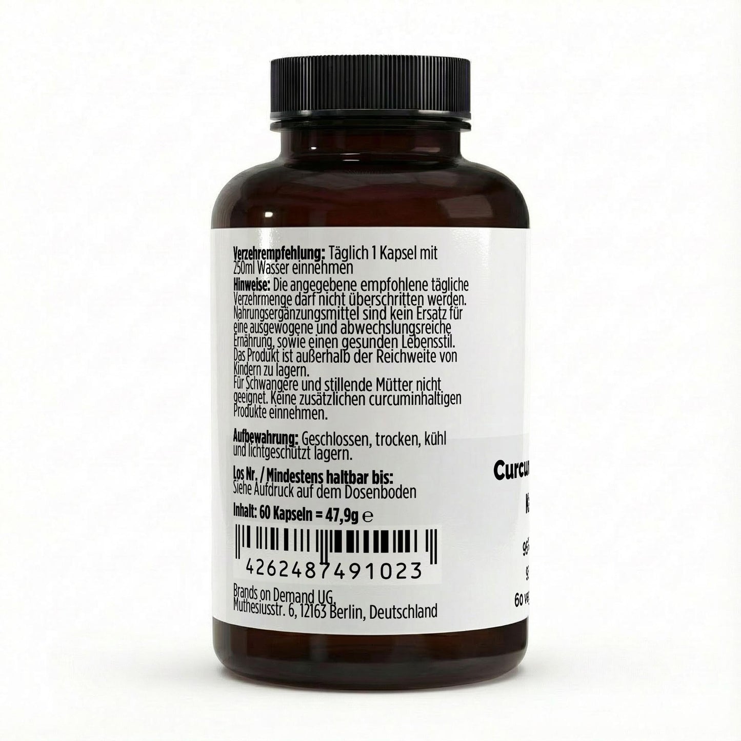 Cúrcuma (95% curcumina) + piperina - 60 cápsulas